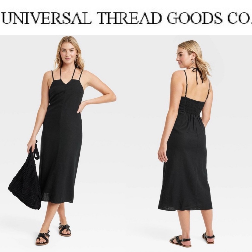 UNIVERSAL THREAD BLACK LINEN BLEND SLEEVELESS MID… - image 1